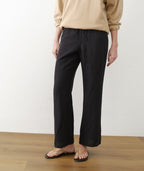 linen drawstring pant in black