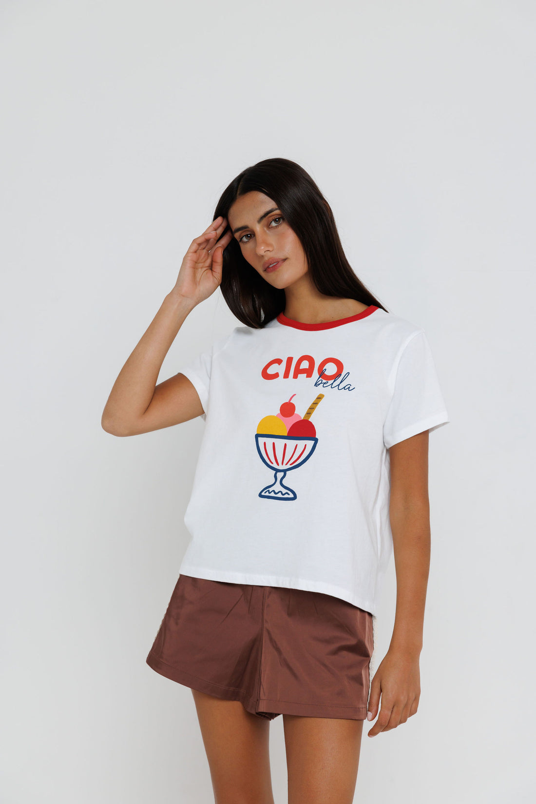 ciao bella ringer tee in red