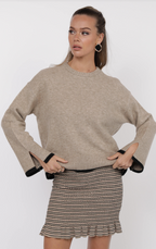 angelina cuff slit crew neck sweater