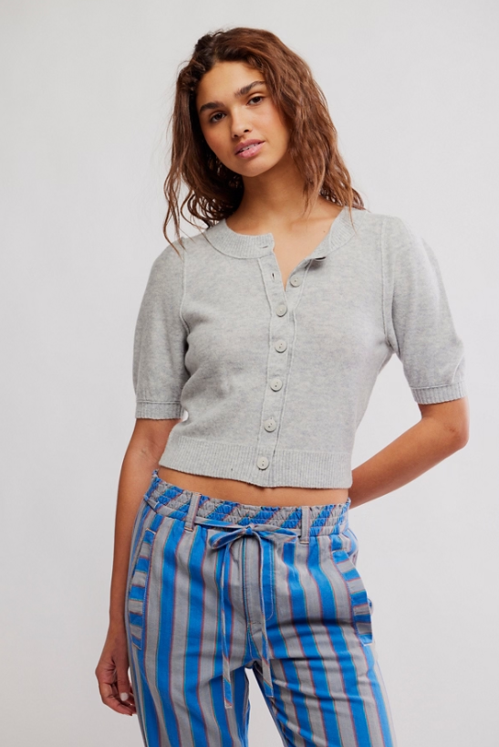 isla solid cardi in mineral grey