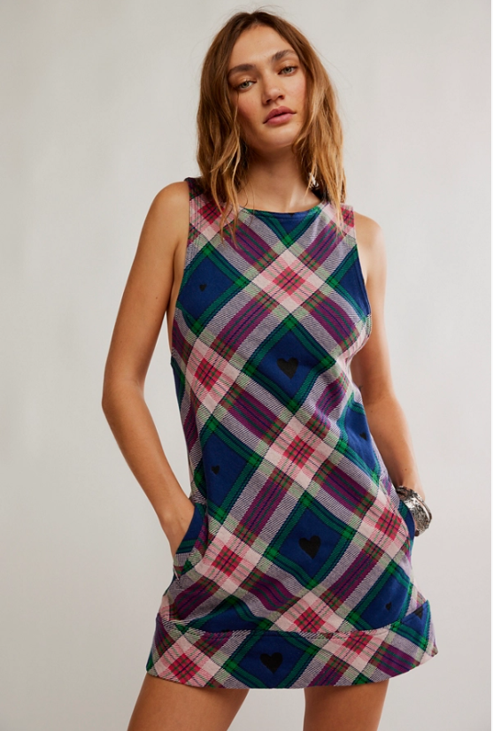 carven plaid mini in berry combo