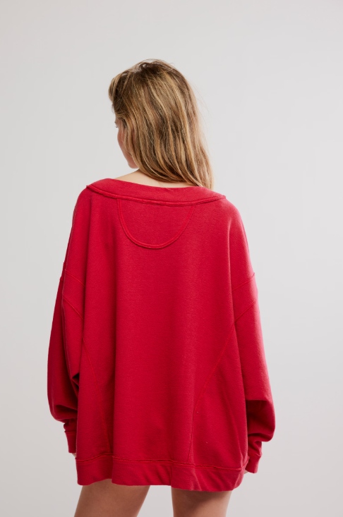 staycation pullover in bright red