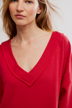 staycation pullover in bright red