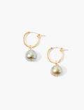 baroque green pearl hoop earrings