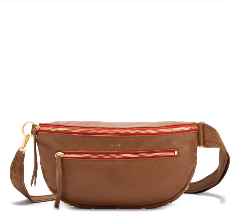 charles crossbody large in mahogany pebble + brushed gold