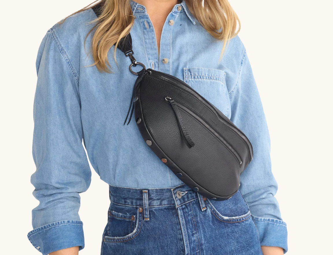 charles crossbody large in black + gunmetal