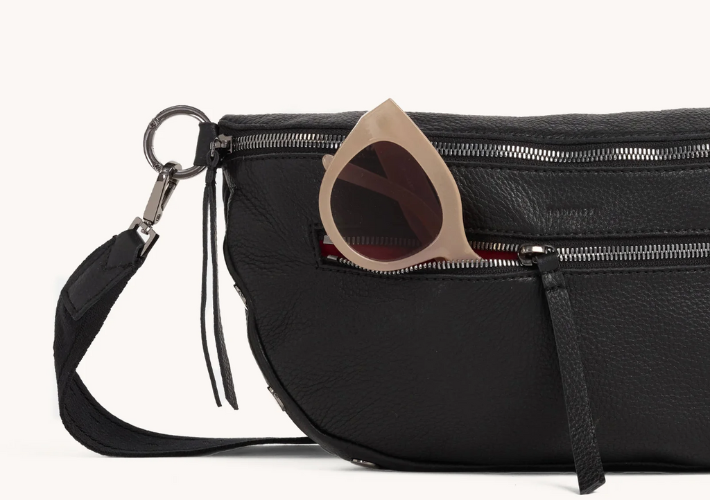 charles crossbody large in black + gunmetal