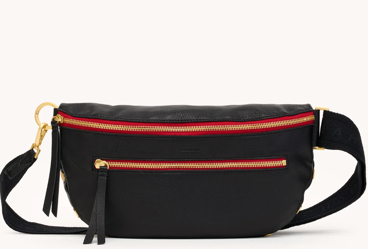charles crossbody large in black + brushed gold