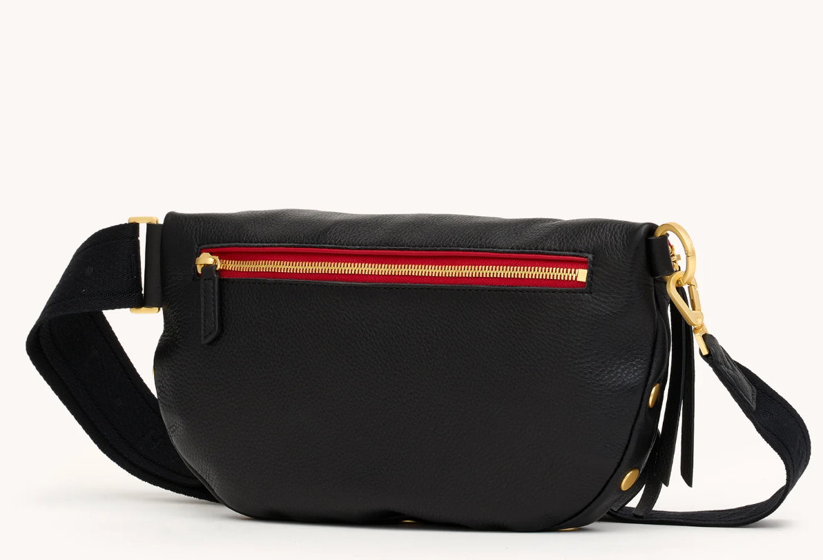 charles crossbody large in black + brushed gold