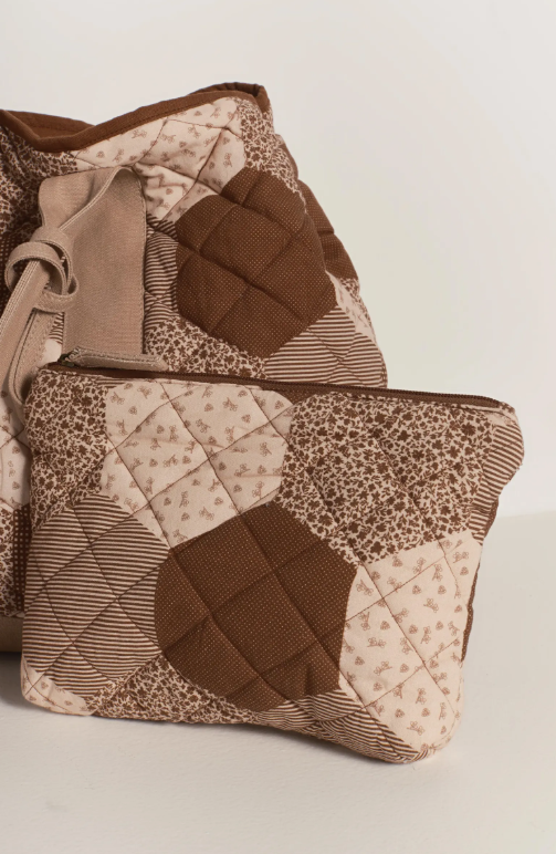 pippa patchwork tote in neutral combo