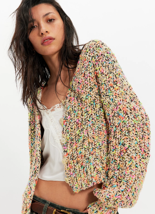 flea market cardi in neon sand