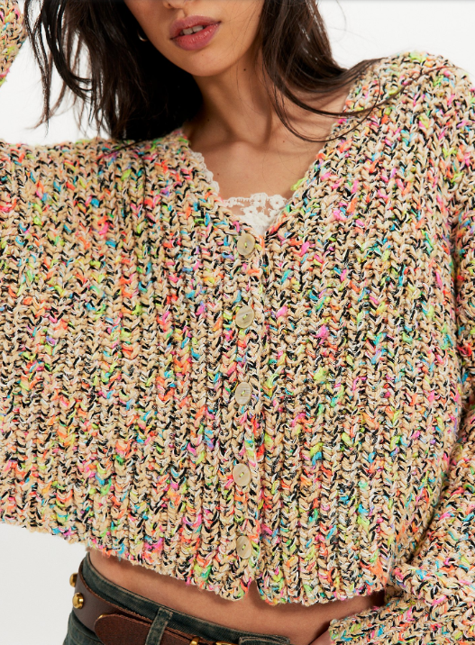 flea market cardi in neon sand