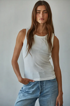 knit cotton ribbed round neck tank