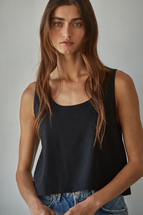 knit cotton scoop tank