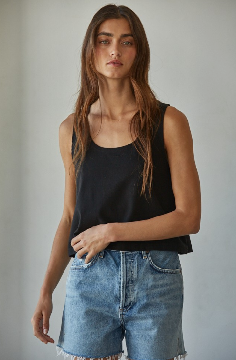 knit cotton scoop tank