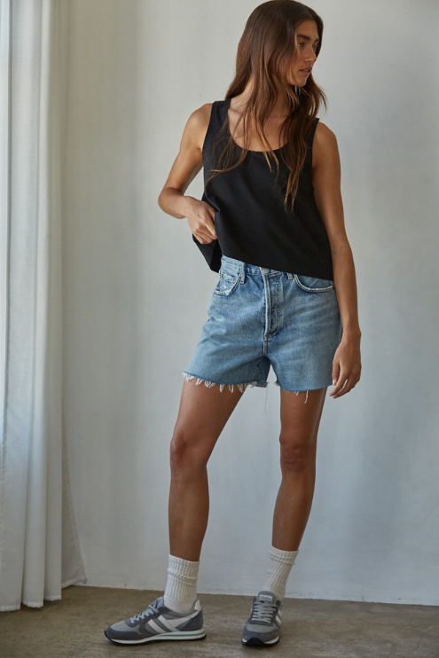 knit cotton scoop tank