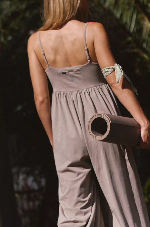 hot shot strappy onesie in hickory