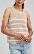 andrea knit tank in white stripe