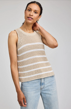 andrea knit tank in white stripe