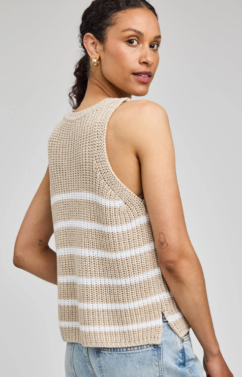 andrea knit tank in white stripe