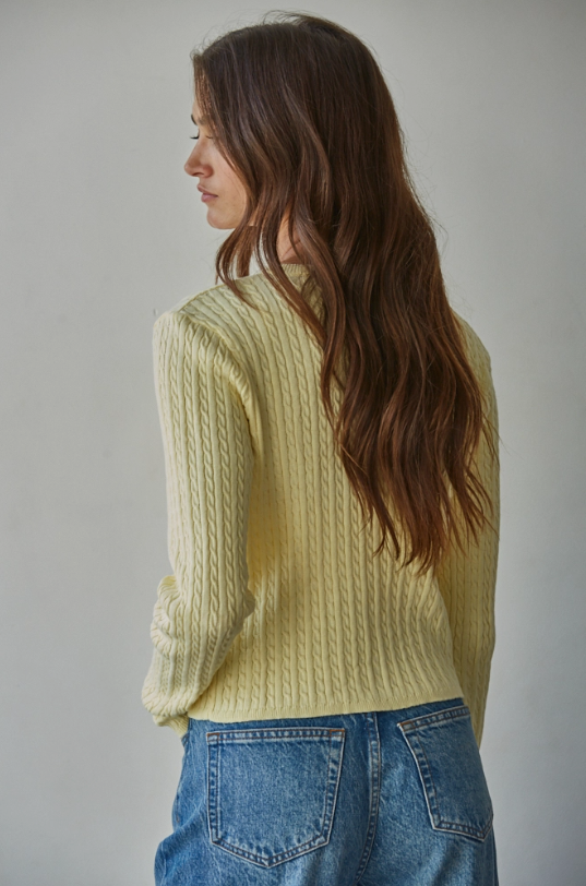 cable knit cardi in sunshine