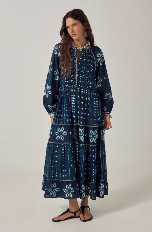 kumo dress in shibori ink