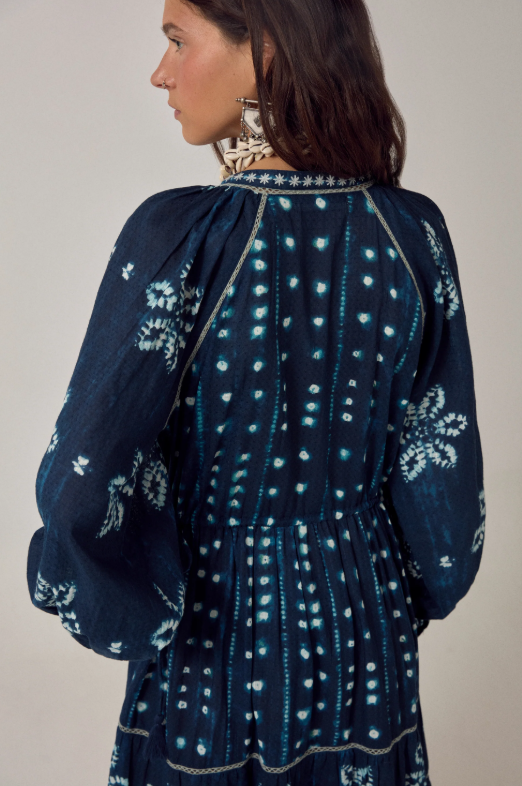 kumo dress in shibori ink