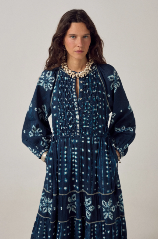 kumo dress in shibori ink