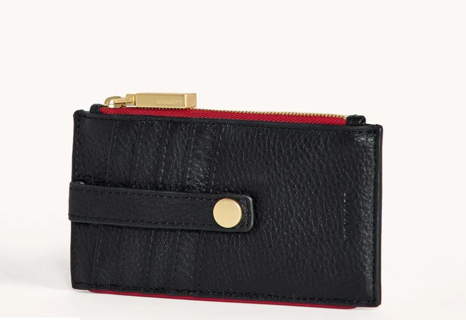 210 west in black + brushed gold with red zip