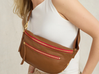 charles crossbody large in mahogany pebble + brushed gold