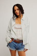 striped linen laurel button down in ivory combo