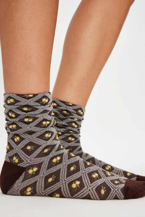 floral jacquard trouser socks