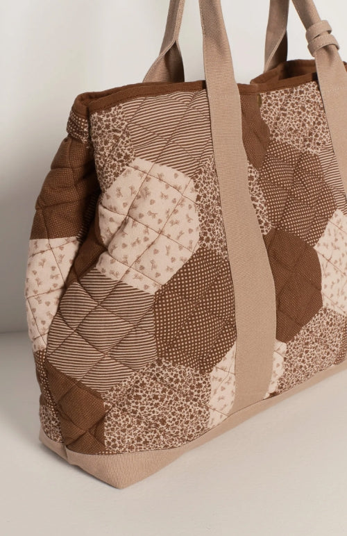 pippa patchwork tote in neutral combo