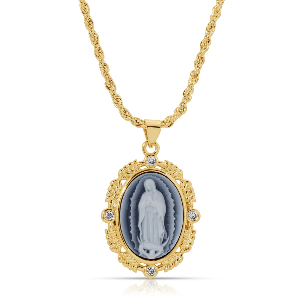 french blue cameo mary necklace