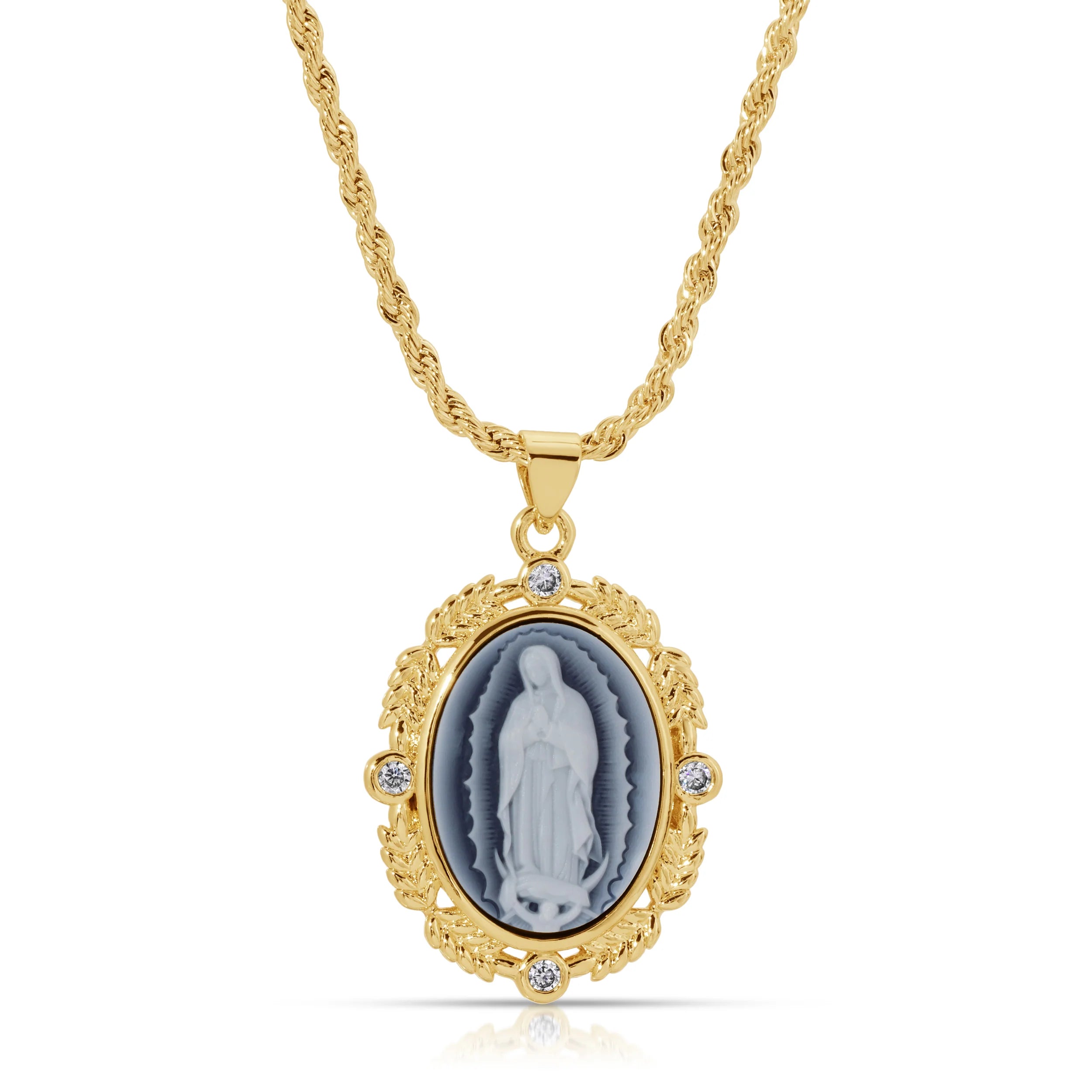 french blue cameo mary necklace