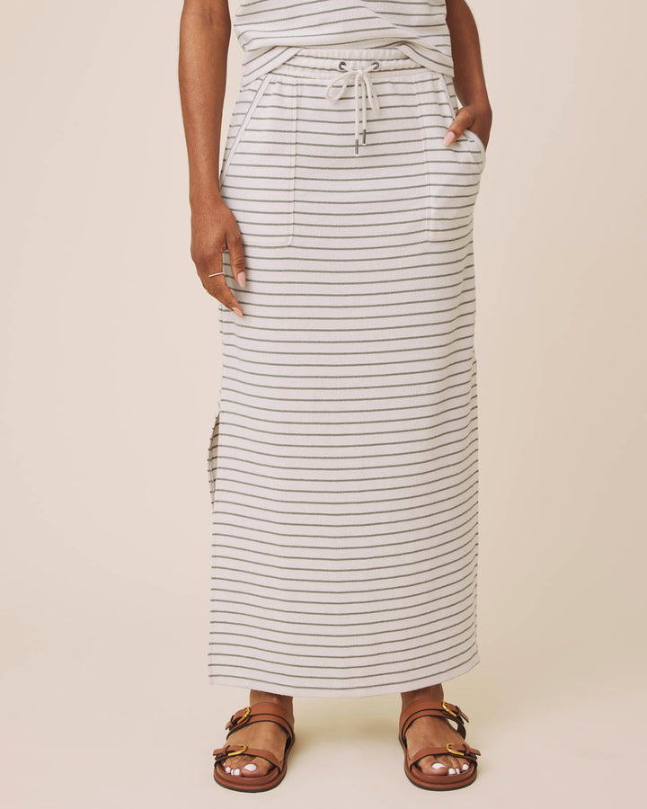 kennedy stripe skirt in oak + eucalyptus