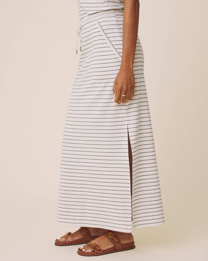 kennedy stripe skirt in oak + eucalyptus
