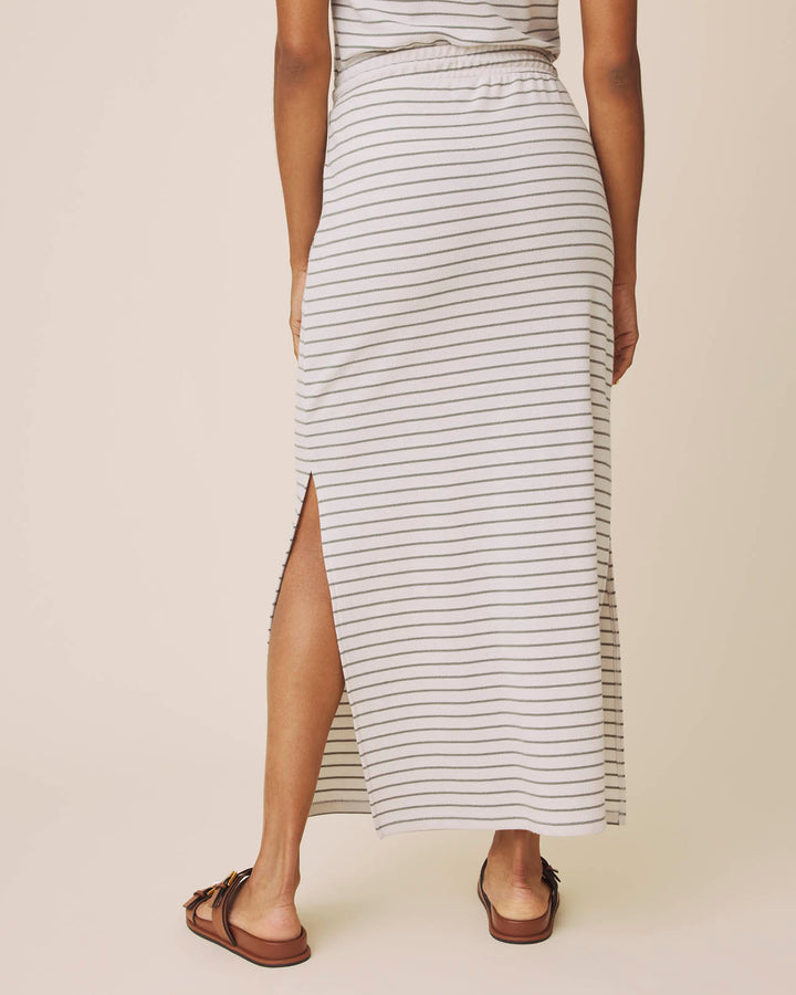 kennedy stripe skirt in oak + eucalyptus