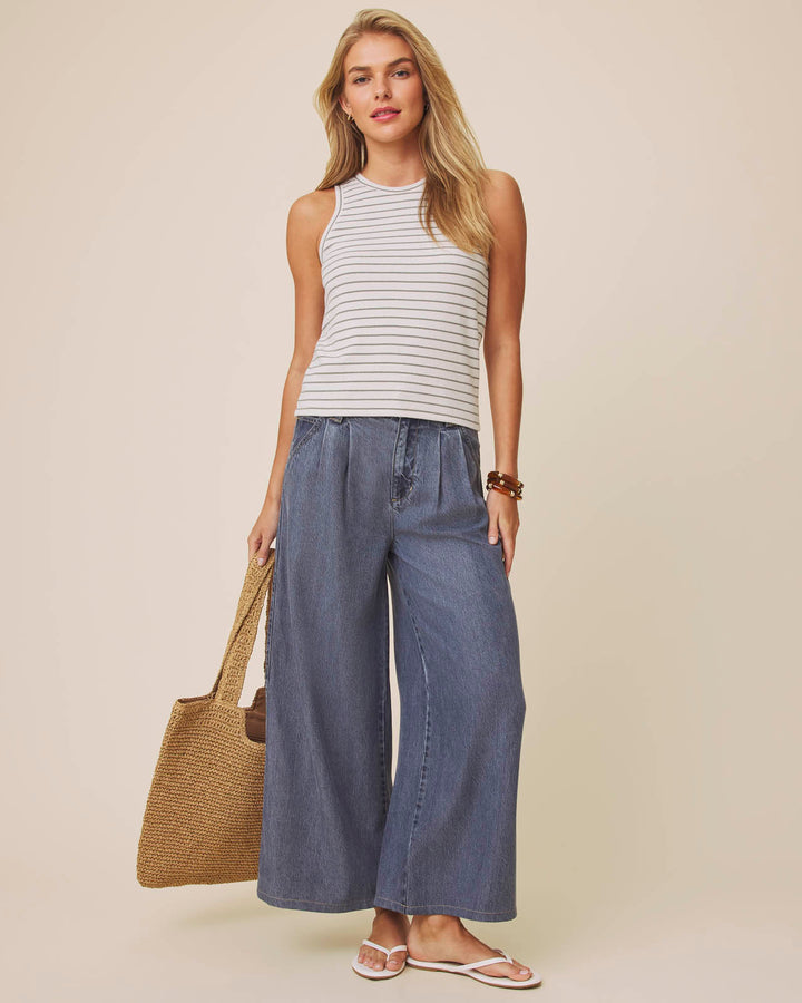 kennedy stripe tank in oak + eucalyptus