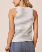 kennedy stripe tank in oak + eucalyptus