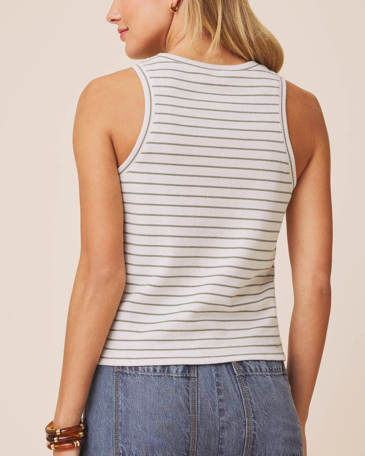 kennedy stripe tank in oak + eucalyptus