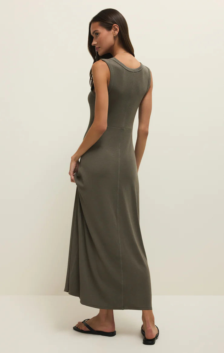 linden rib midi in khaki green