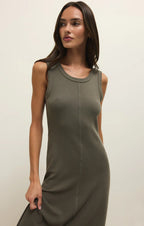 linden rib midi in khaki green