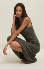 linden rib midi in khaki green