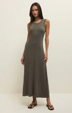 linden rib midi in khaki green