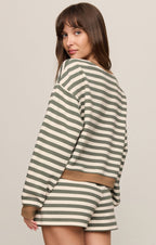 low key striped sweatshirt in monstera