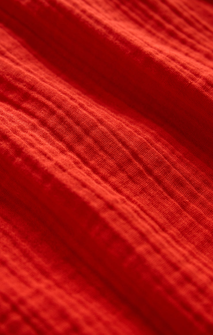the perfect airy gauze button up in lychee