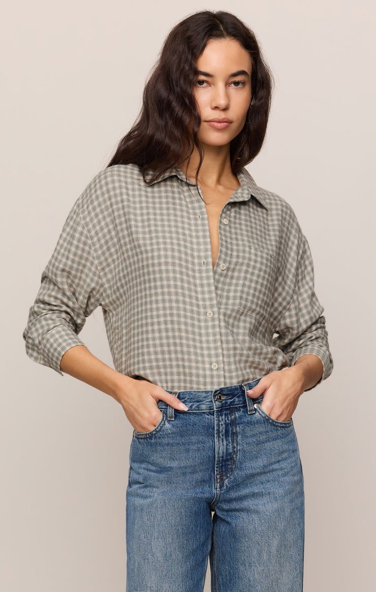 river plaid button up