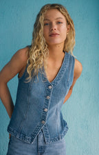 porto denim vest in eternity