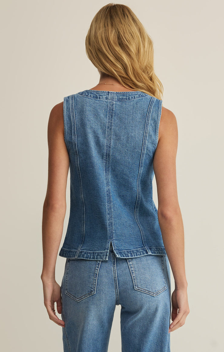 porto denim vest in eternity